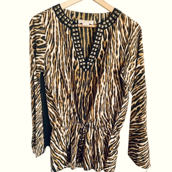 Michael Kors Tops - Michael KORS Animal Print Studded Vneck Tunic Top